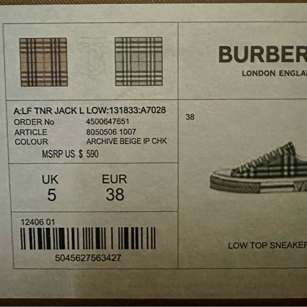 Burberry Checkered Canvas Sneakers - Picture 12 of 15